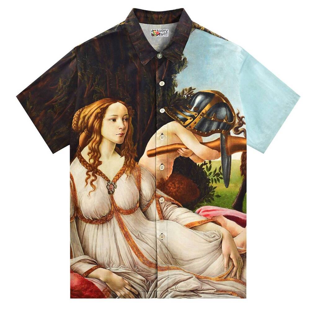 NEW VERY RARE men's war and peace shirt in brown/ blue